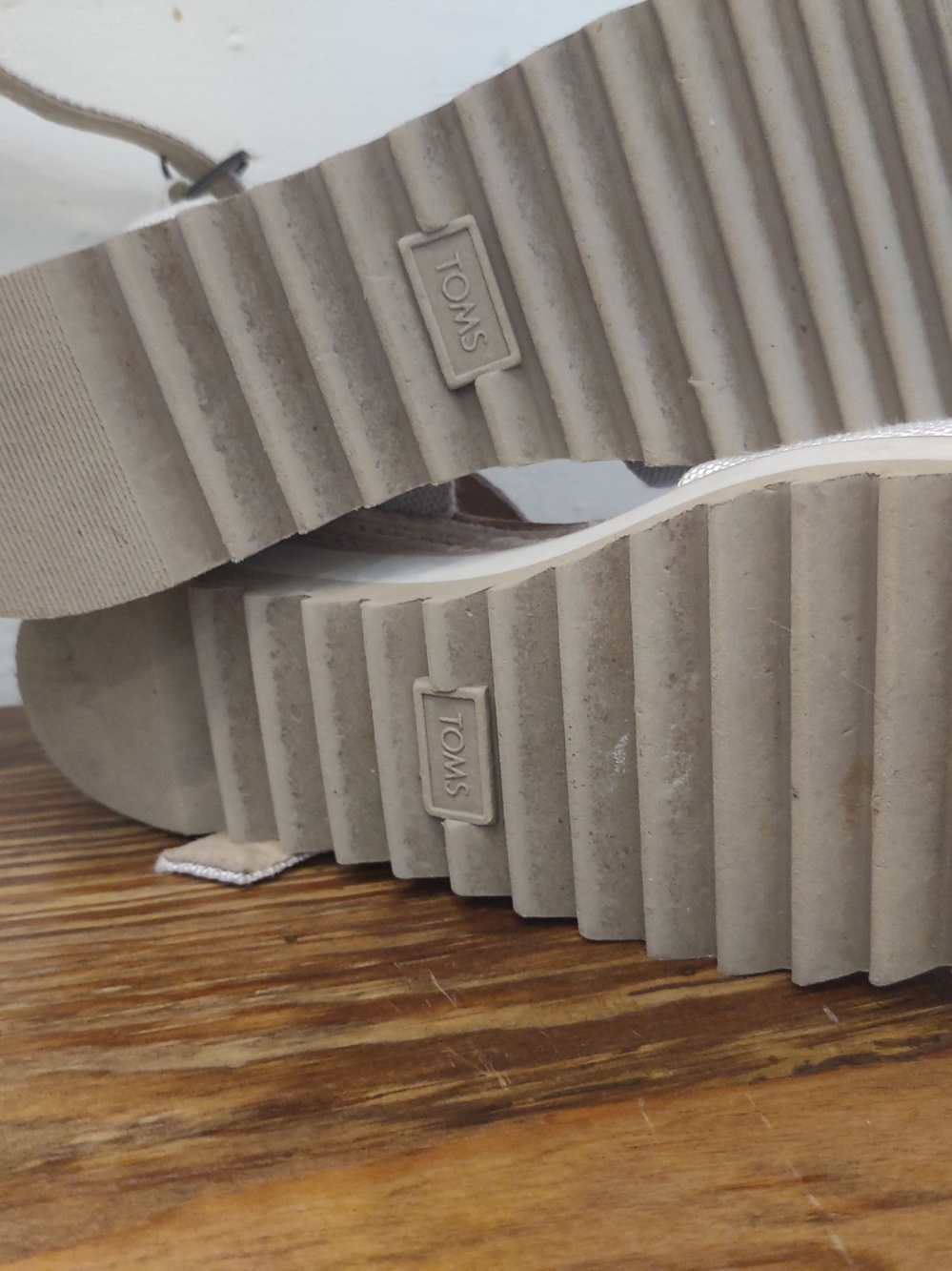 Toms Cream Canvas Espadrille Platform Sandals - Picture 6 of 6